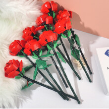 Bâtiment de bloc Rose Jouet pour Filles, Cadeau de Fleur Rouge Réalisme
