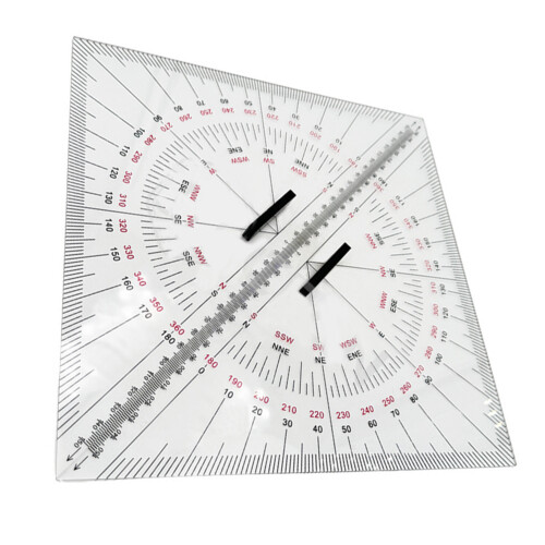 2 Pieces Acrylic Marine Chart Plotting Triangle Ruler Protractor 300mm Navigation Tool For Boat Yacht Ship 1