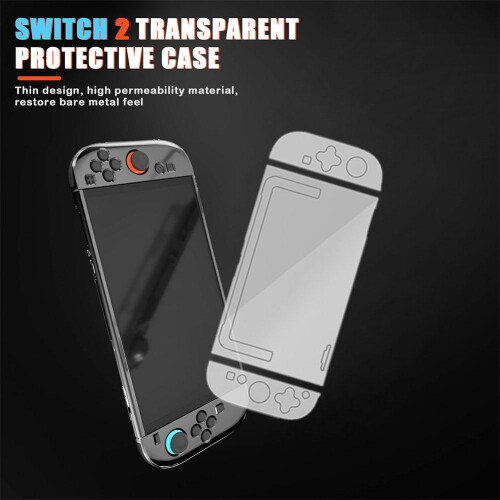 For Switch 2 Game Console Protective Case PC Soft Plastic Game Controller Cover Transparent Waterproof Anti-scratch Full Cover