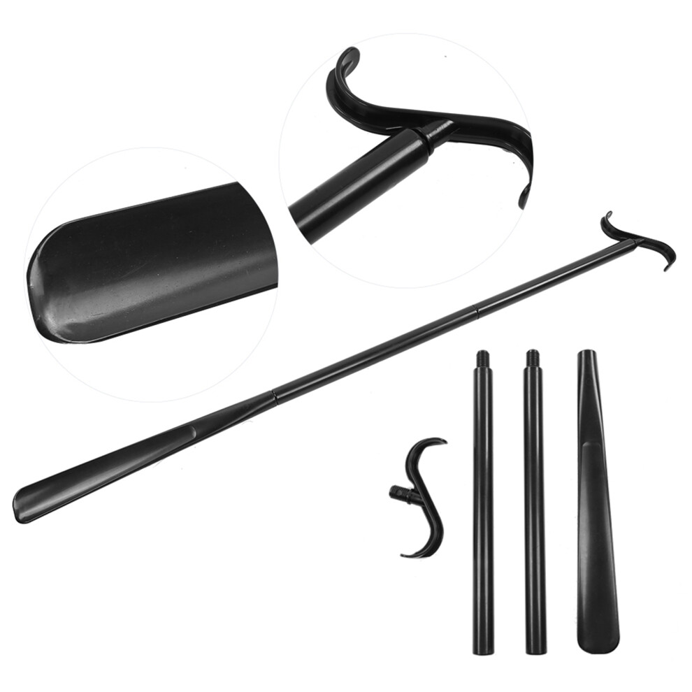 Black Detachable Long Dressing Aid Stick With Shoe Horn For Easy Dressing