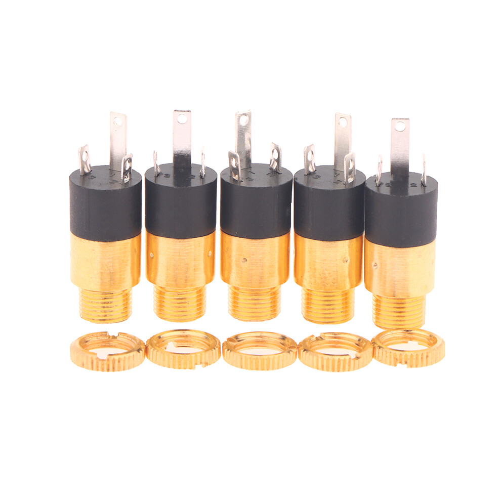 5Pcs Pj392 Stereo Female Socket Jack With Screw Connector Plating 3.5Mm Stereo Headphone Audio Video Jack Socket Plugs Gold 6935161546514
