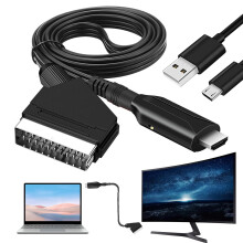 Kabel RGB Scart, zaawansowane przetwarzanie sygnału do połączenia konsoli z telewizorem, prawdziwy sygnał wyjściowy RGB zapewniający stabilną
