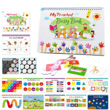 Libro de aprendizaje interactivo para niños pequeños, juguete educativo inspirado en Montessori con ejercicios de trazo y juegos de emparejamiento,