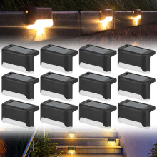 Luci solari per gradini per scale esterne, luci solari a LED bianche calde impermeabili con modalità di funzionamento automatica per la decorazione