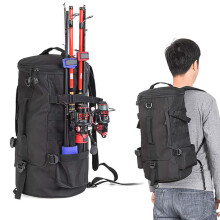 Multifunctional Gear Bag for Fishing Enthusiasts, High Capacity Cylindrical Tackle Backpack with Rod Holder, Durable Fishing Gear Organizer for Safe