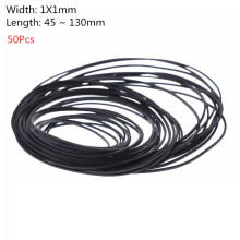 50Pcs 45-130mm Universal Cassette Tape Machine Belts Assorted Common Square Rubber Belt for CD DVD Recorders