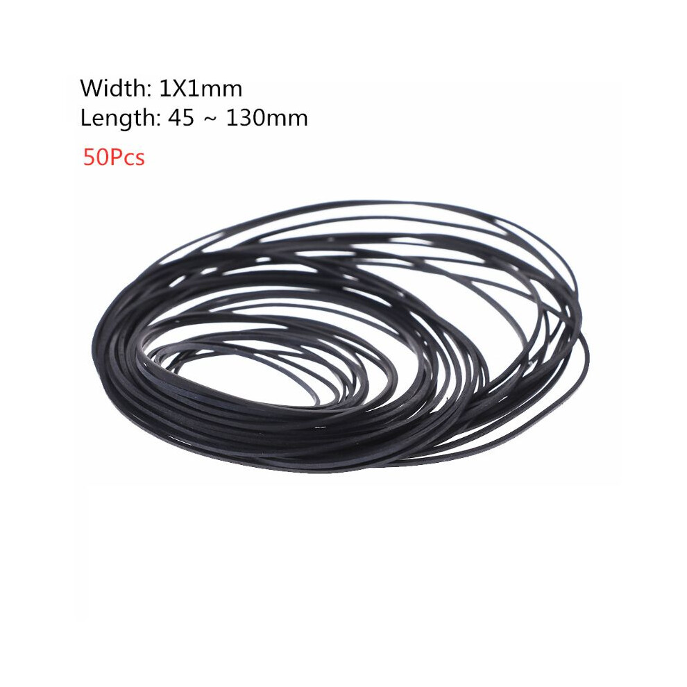 50Pcs 45-130Mm Universal Cassette Tape Machine Belts Assorted Common Square Rubber Belt For Cd Dvd Recorders 6935161542110