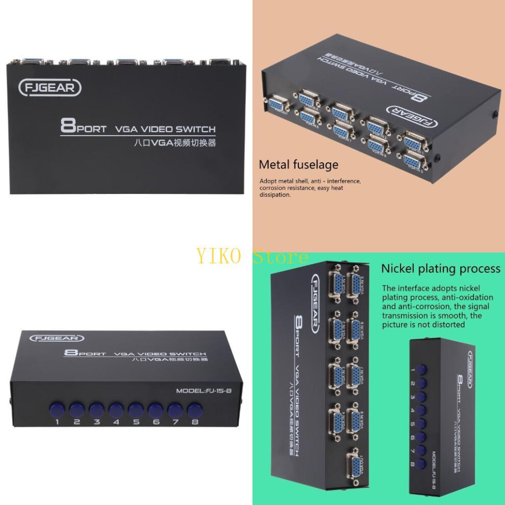 K32c 8 Port Vga Switch Video Switcher Box 1920 1440 250Mhz Out Support Selector For Pc Monitor Projector 6935161532593