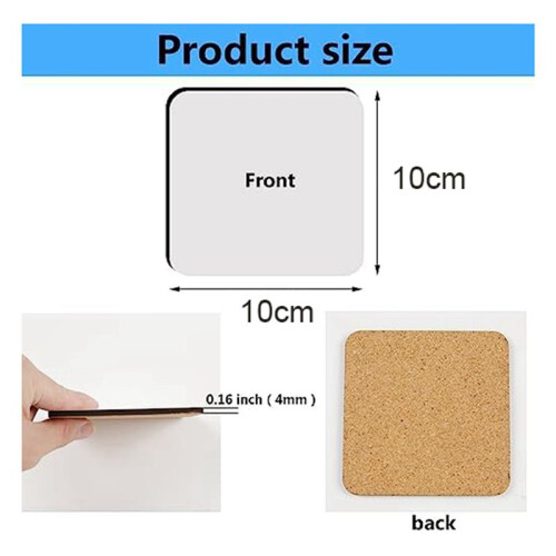 24 Pcs Sublimation Square Coaster Blanks Bulk  Blanks Hardboard Cork Coasters Blank  Cork Coasters 1