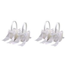 4Pack White Flower Girl Basket Wedding Basket for Flower Girls Cute Satin Flower Girl Basket