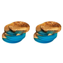 8 Pack Wooden Coasters with Epoxy Resin, Bar Coaster for Drinks, Modern Coasters for Bar Kitchen Home Apartment
