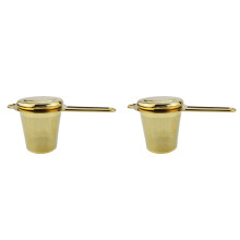 2X Colador de Té de Hoja de Té Colador de Té de Barril Dorado Juego de Té Kung Fu