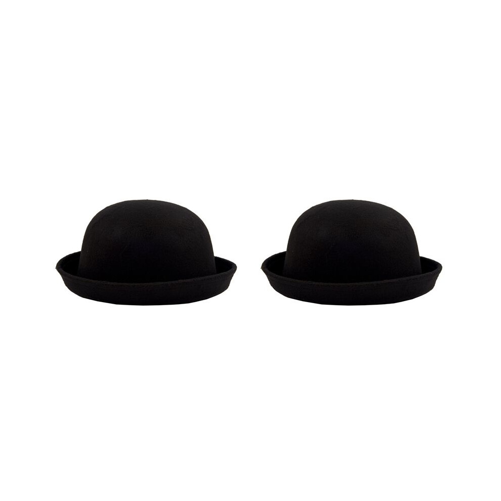 2X Women Vintage Cute Trendy Bowler Derby Hat Cloche Fashion Black 6034172216215