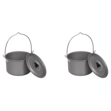 2X Outdoor-Camping-Picknick-Hängetöpfe, Kochtopf Aus Aluminiumlegierung, 4,5 L, Kompakter Campingtopf für Wanderungen, Rucksackreisen, Picknick