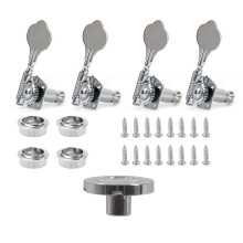 1x Pure Vintage -Style Jazz Bass/Precision Bass String Guide - Chrome & 4Pcs Guitar Tuning Pegs Electric Bass Tuner Peg