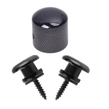 1x Black Electric Guitar Volume Tone Control Knob & 2Pcs Mushroom Guitar Strap Buttons Strap Black