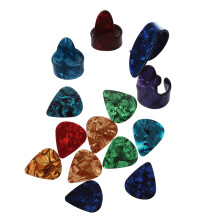 3 Finger Picks + 1 Thumb Pick Plectrums Guitar Plastic & 10 Pcs Stylish Colorful Celluloid Guitar Pick 0.47mm