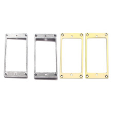 2Pcs Metal Flat Humbucker Cover Guitar Pickup Frame Mounting Ring & 2Pcs Humbucker Pickup Ring Metal Curved Bottom Frame