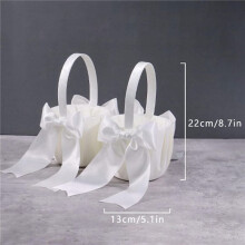 2Pacote Cesta de Flor Branca Cesta de Casamento para Meninas de Flor Cesto Bonito Cesta de Flor de Cetim