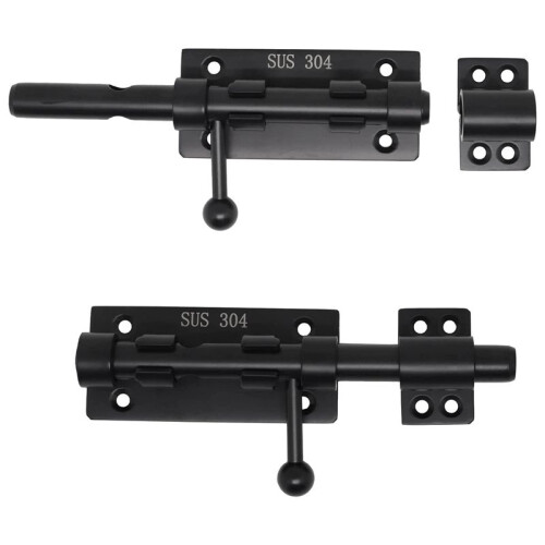 2X Heavy Duty Slide Bolt Gate  with A Padlock,Horizontal Bolt  Floor  Hardware and Lockable(Black,6 Inch) 1