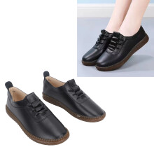 Damen Alltags-PU-Leder Wasserdichte Slip-On Ballerinas Größe 37-40 Schwarz