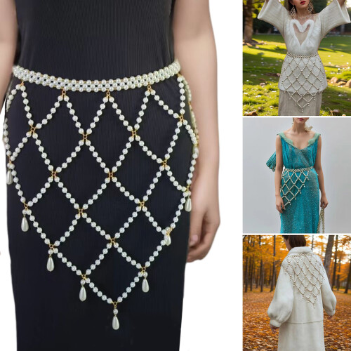 Ceinture chaîne à la taille, Texture de perles d'imitation, 1