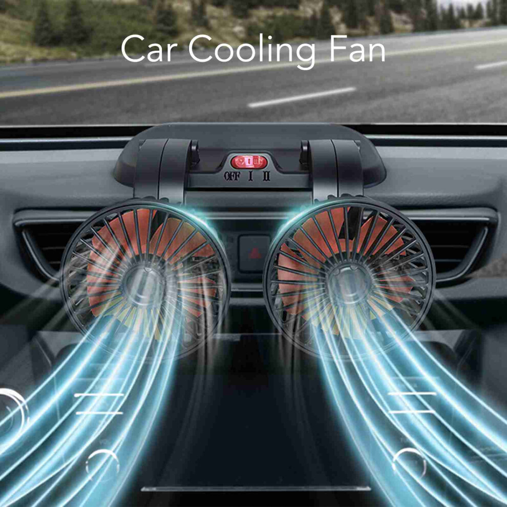 Vehicle 24V Dual Head Adjustable Car Air Circulator With Cigarette Lighter Plug 7671372990164
