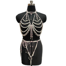 Collier chaîne de corps en perles élégantes, accessoire-Ensemble