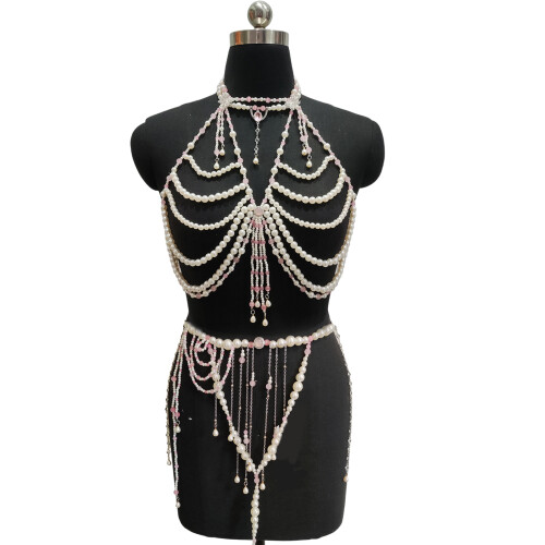 Collier chaîne de corps en perles élégantes, accessoire-Ensemble