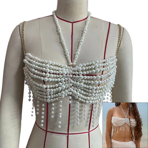 Collier de bijoux de corps en perles d'imitation à la-Style 1 2