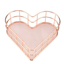 Metal Storage Basket with Heart Pattern Design, Wire Metal Baskets Home Decoration Accessories, Multifunctional Iron Organizer Tray for Kitchen