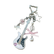 Musical Cats Lover Keychain Handmade Beaded Guitar-Style B