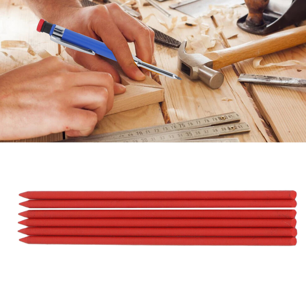 6Pcs 2.8Mm Hb Carpenter Refills Red Wax Scribing Kit For Woodworking 120Mm 4091372997513