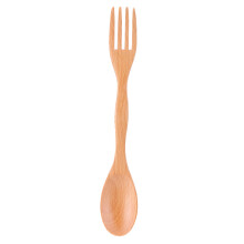 Portable Wooden Cutlery, Integrated Spoon Fork, Natural Wood Non-toxic Kitchen Tool, Heat-resistant Scratch-resistant Eating Utensil for Home Outdoor