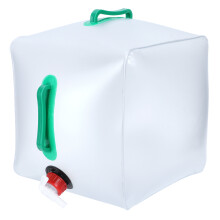 Draagbare watercontainer voor buitenavonturen, sterk en duurzaam, lekvrij en voorzien van een ergonomisch ontworpen handvat voor gemakkelijk gebruik.