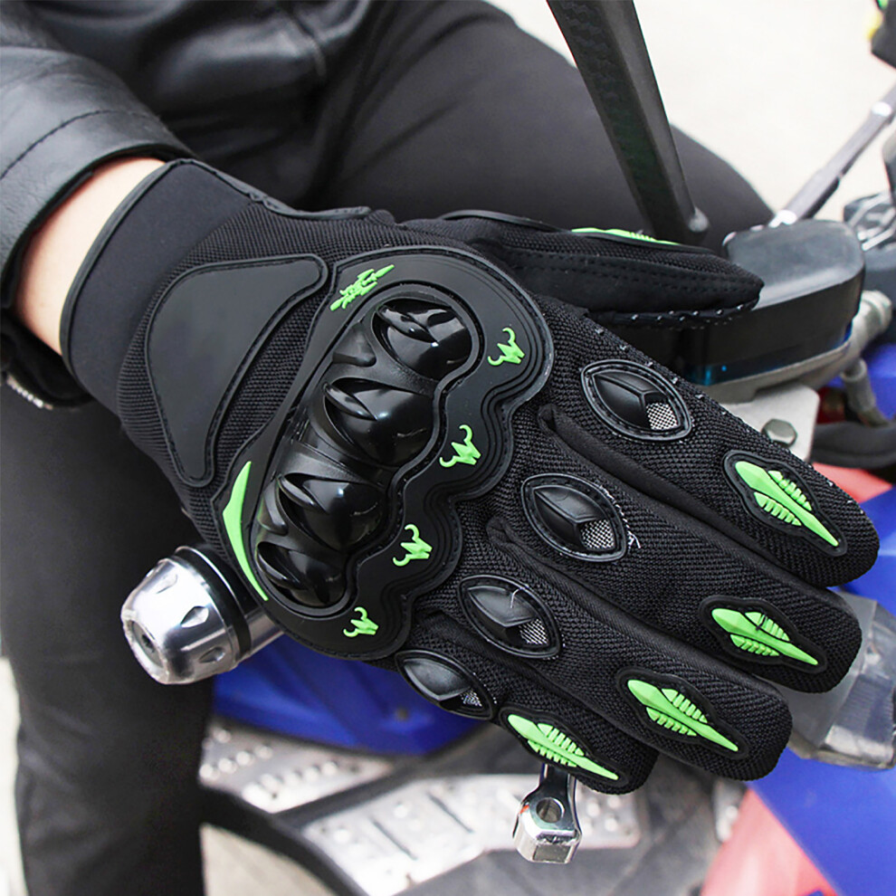 Full Finger Motorcycle Gloves, Hard Knuckle, Xl, Anti Slip Green 4921373004135