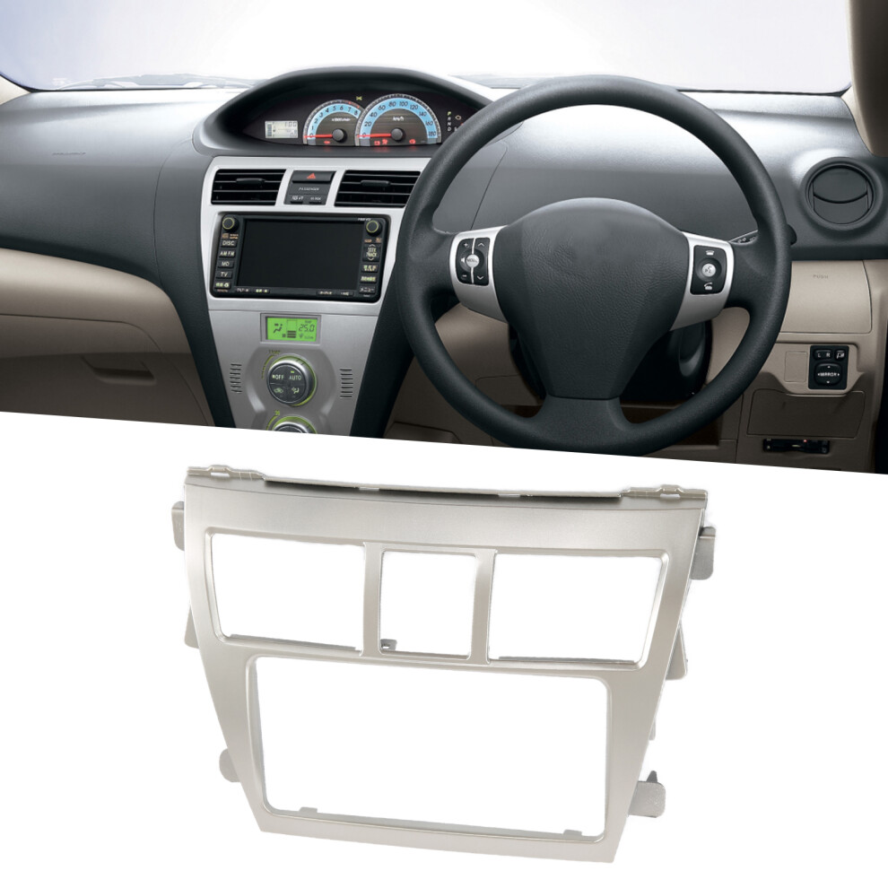 2Din Dash Radio Fascia Frame For Vios, Belta & Yaris (2005-2012) Silver 7661377463107