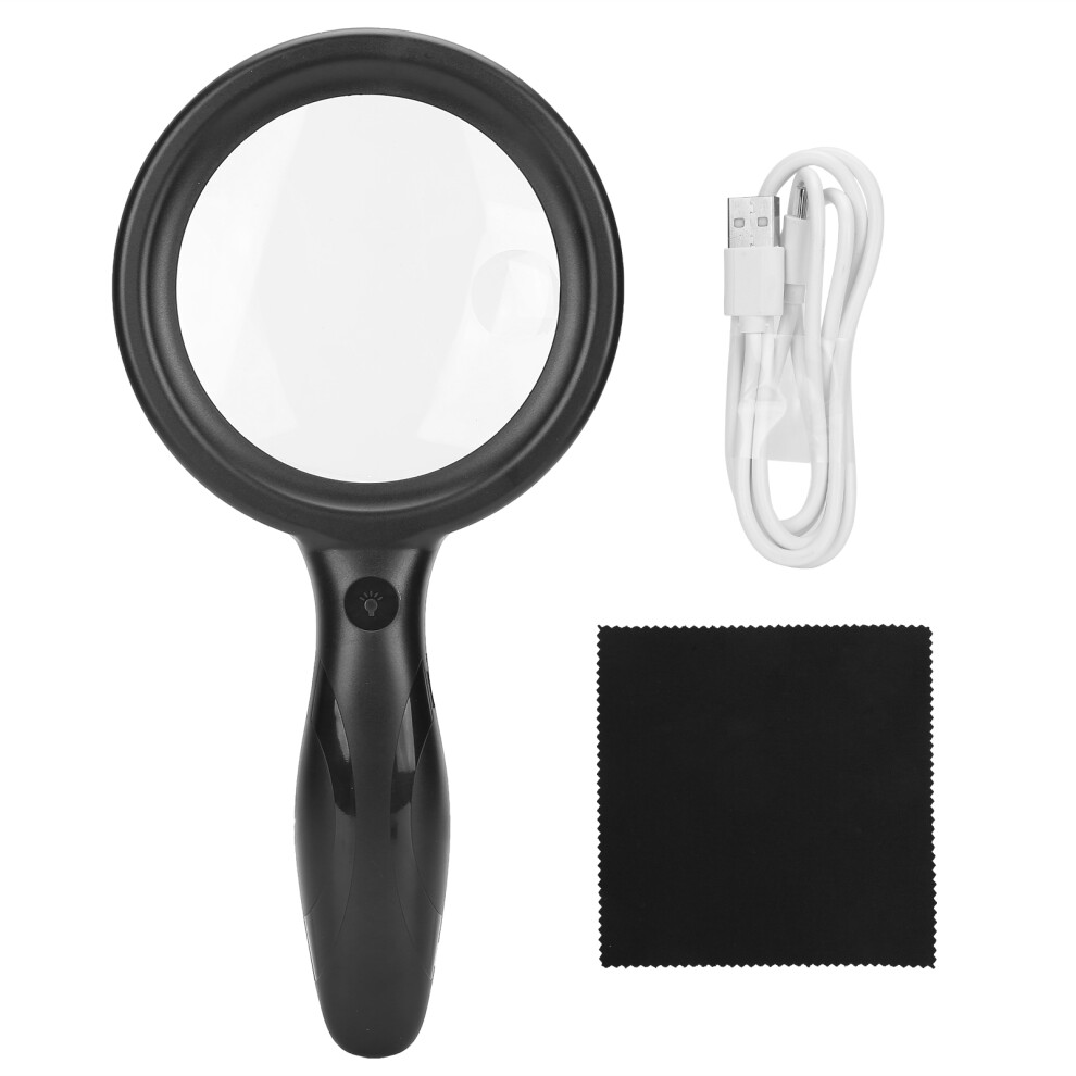Lighted Magnifying Glass With Led Light Large Field Of View Rechargeable Design Adjustable Brightness Levels For Low Light Reading Seniors Gift