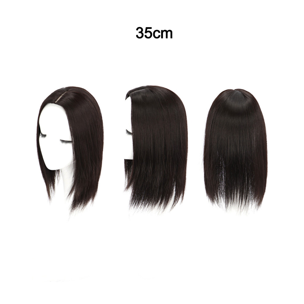 Unisex Invisible Human Hair Toppers For Women, Seamless Clip In Hair Extension With Short Fake Fringe Lining, Premium Human Hair Top Hairpieces Wigs
