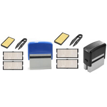 2 Set Self Inking Stamp Set Diy Business Name Number Address Printing Rubber Stamp with Tweezers Kit - Black &