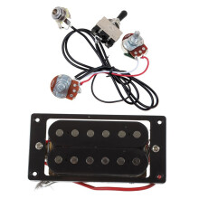 2PCs Black Humbucker Double Coil Electric Guitar Pickups + Frame Screw & 1set Guitar Wiring Harness Prewired Two Pickup