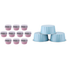 200Pcs 5Oz 125Ml Disposable Cake Baking Cups Muffin Liners Cups with Lids Aluminum Foil -100Pcs Light & 100Pcs