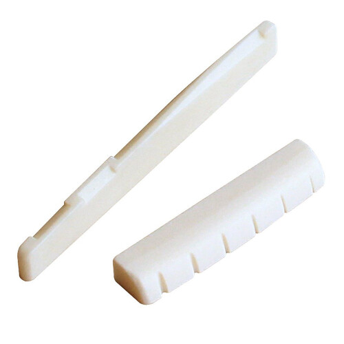 1 Set 6 String Acoustic Guitar Bone Bridge Saddle and Nut & 1Pcs 3 in 1 Guitar String Winder String Cutter Pin Puller 2