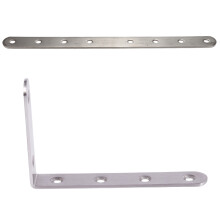 125X75mm L Shape Stainless Steel Shelf Corner Brace Angle Bracket & Metal 8 Holes 250mm
