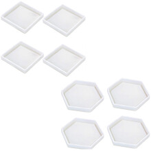 8 Pack Silicone Coaster Molds Silicone Resin Mold, Clear Epoxy Molds Hexagon & Square