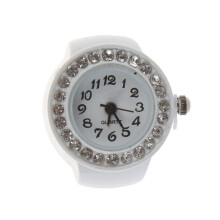 Finger Ring Watch Chic White Rhinestone for Ladies & Arabic Number Quartz Men Pocket Finger Ring Watch 0.87 inch HOT