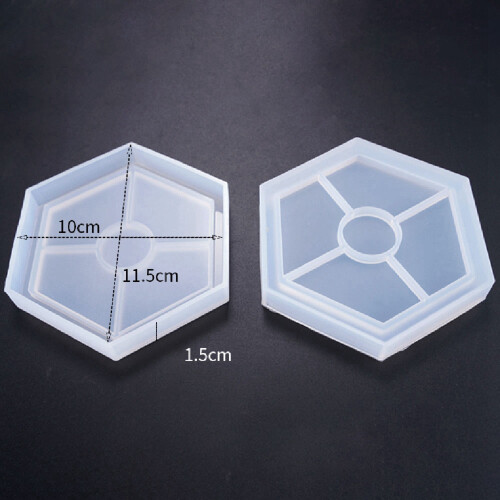 8 Pack  Silicone Coaster Molds Silicone Resin Mold, Clear Epoxy Molds Hexagon & Square 2