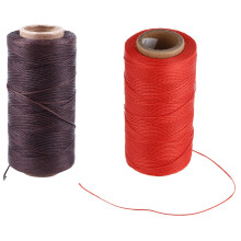 2 Rolls 260M 150D 1MM Leather Sewing Waxed Wax Thread Hand Needle Cord , Dark Brown & Red