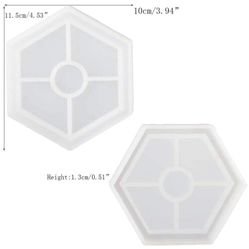 8 Pack  Silicone Coaster Molds Silicone Resin Mold, Clear Epoxy Molds Hexagon & Square 1