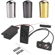 3Pcs Guitar Tip Silver + Gun-Black + Gold with Electric Violin Pickup Piezo Preamp Accessory